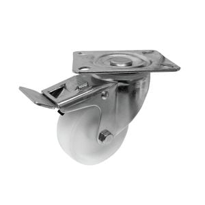 Move It 80mm 120kg White Polypropylene Swivel Plate Castor With Brake