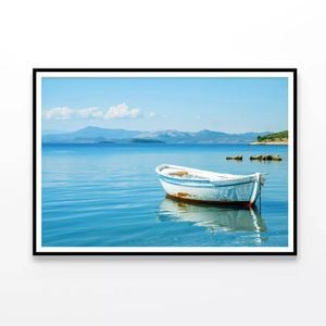 Fishing Boat Floating Alone   Print 100% Australian Made 120x90cm  (Poster)