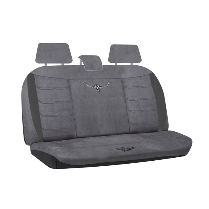 R.m.williams Rmw Longhorns Suede Velour Grey Rear Car Seat Cover Universal Fit