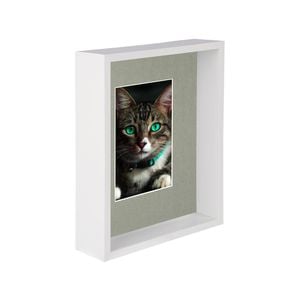 Nicola Spring 8" x 10" White 3D Deep Box Photo Frame - 4" x 6" Mount - Black