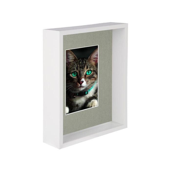 Nicola Spring 8" x 10" White 3D Deep Box Photo Frame - 4" x 6" Mount - Black