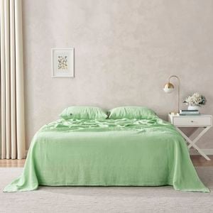 Natural Home 100% European Flax Linen Sheet Set Sage Super King Bed