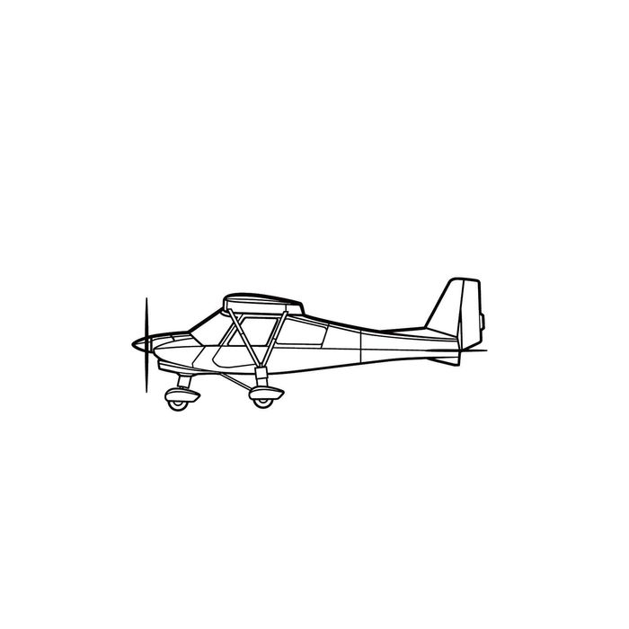Ignite Laser Comco Ikarus C42B - Ultralight Light Aircraft Silhouette Metal Wall Art Rustic Metal 23.6 inch - 60 cm