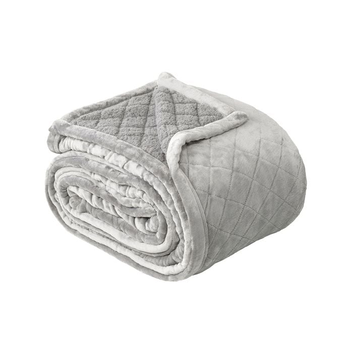 Mansfield 480gsm Sherpa Blanket Aluminium - Super King Bed