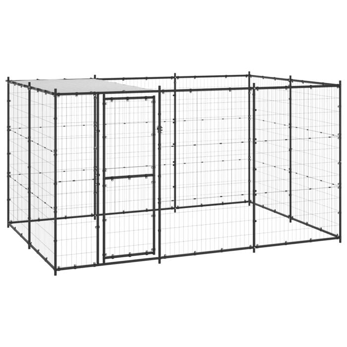 vidaXL Outdoor Dog Kennel Steel with Roof 7.26 m²