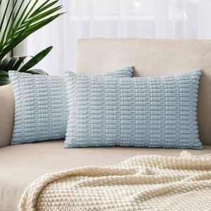 Gioia Casa Boho Corduroy Cushion Covers -  Sky - 30cm x 50cm (Set of 2)