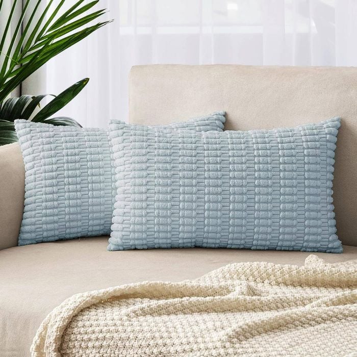 Gioia Casa Boho Corduroy Cushion Covers -  Sky - 30cm x 50cm (Set of 2)