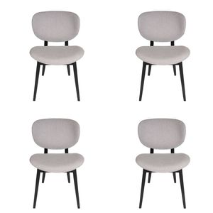 Pack of 4 | Nobu Upholstered Dining Chair | Black Legs - Light Grey Fabric