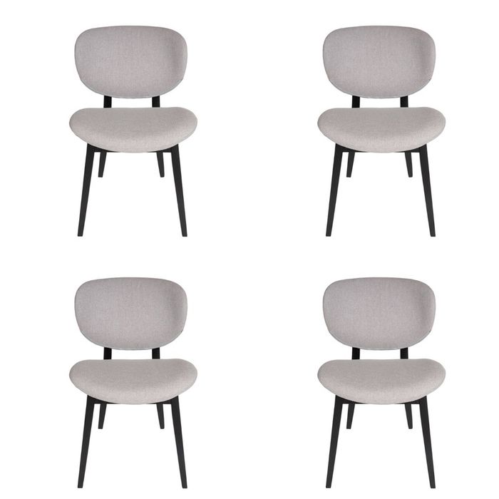 Pack of 4 | Nobu Upholstered Dining Chair | Black Legs - Light Grey Fabric