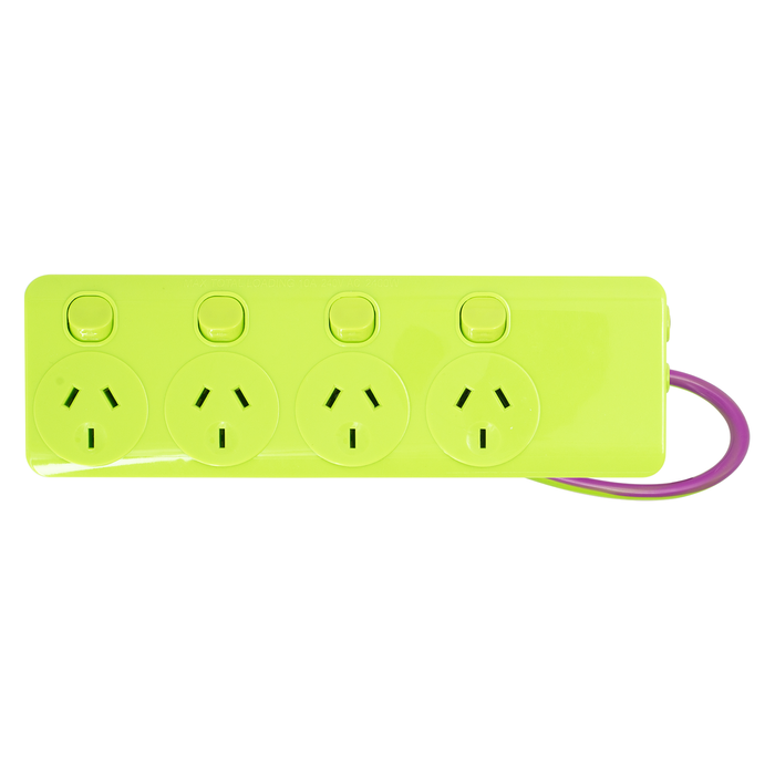 Arlec Halloween Purple and Green 4 Outlet Individually Switched Powerboard