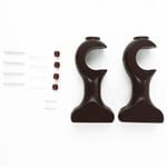 Windoware 33mm Walnut Curtain Woodpole Brackets - 2 Pack