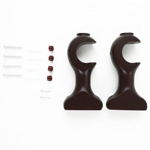 Windoware 33mm Walnut Curtain Woodpole Brackets - 2 Pack