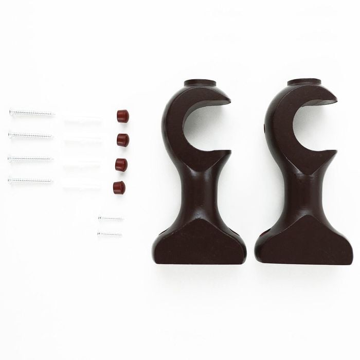 Windoware 33mm Walnut Curtain Woodpole Brackets - 2 Pack