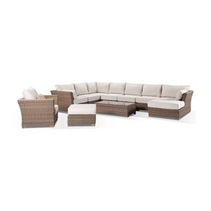 Coco Package D Huge Modular Corner Brushed Wheat Right Left Side With Chaise & Cream Cushions