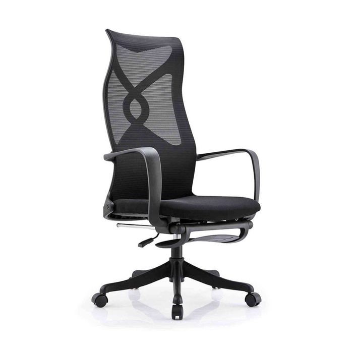 Modern Furniture Murry High Back Office Chair with Retractable Footrest - Black