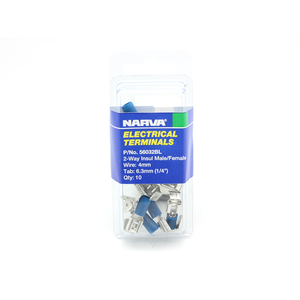 Narva 4mm Blue 2-Way Male / Female Electrical Terminal Connector - 10 Pack