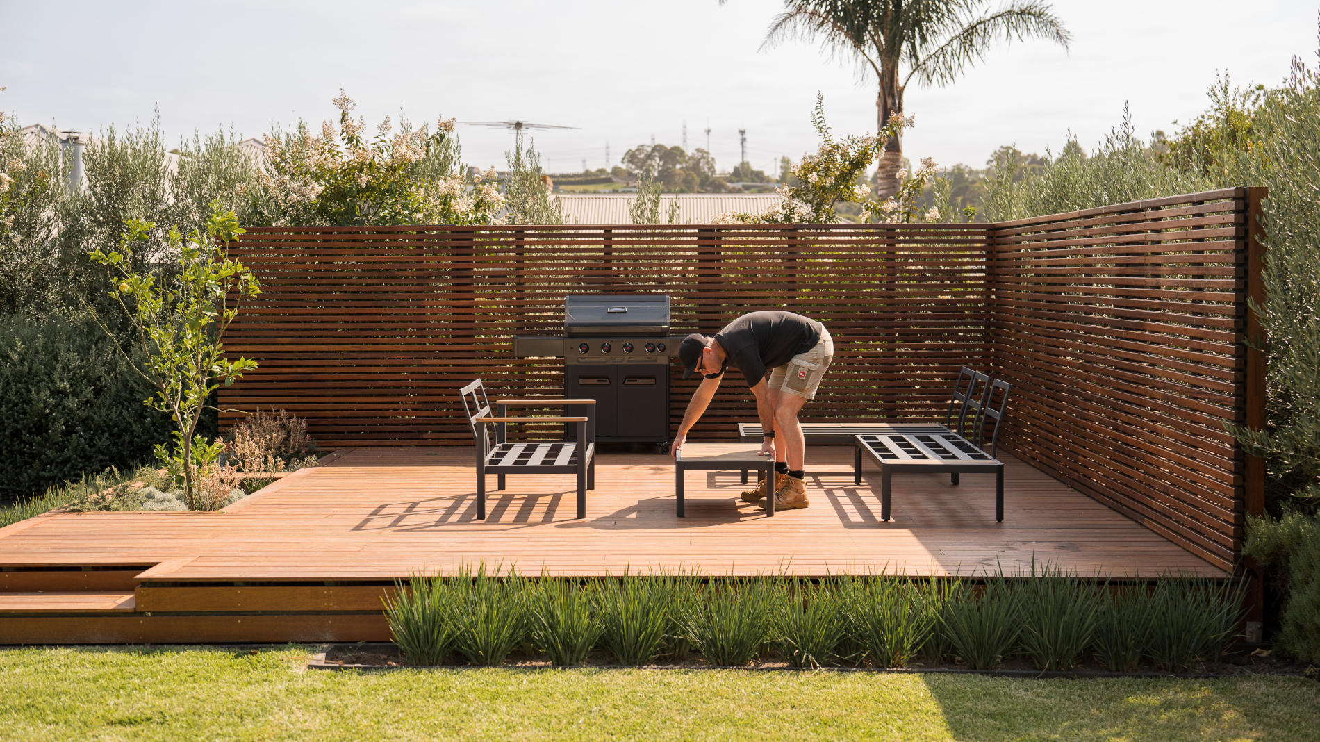 Man clearing a deck