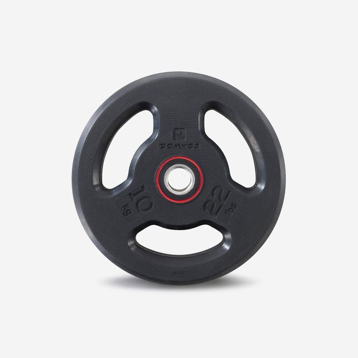 Decathlon - Rubber Weight Disc With Handles 28 Mm 10 Kg - 10kg