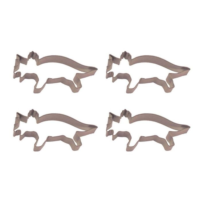 4x R&m Triceratops Cookie Cutter Polyresin Coated Steel Mould 15.25cm Brown