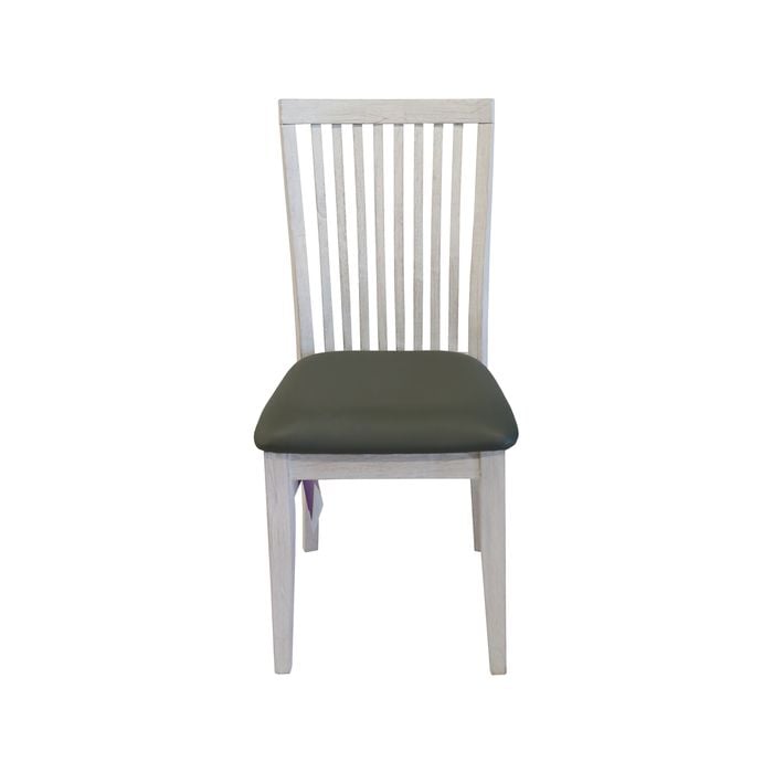 Foxglove PU Seat Dining Chair Set of 2 Solid Ash Wood Dining Furniture - White