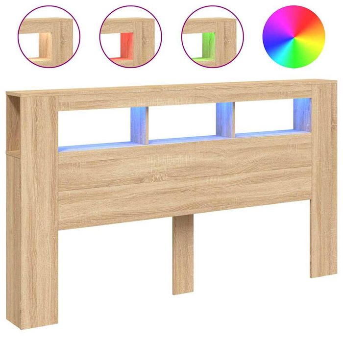 vidaXL LED Headboard Bed Header Furniture Sonoma Oak 100 cm Engineered Wood
