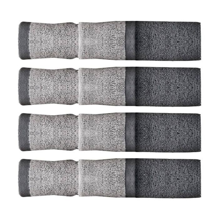 4PK Linen House 550GSM Cotton Otway Shadow Charcoal Bathroom Hand Towel 40x60cm