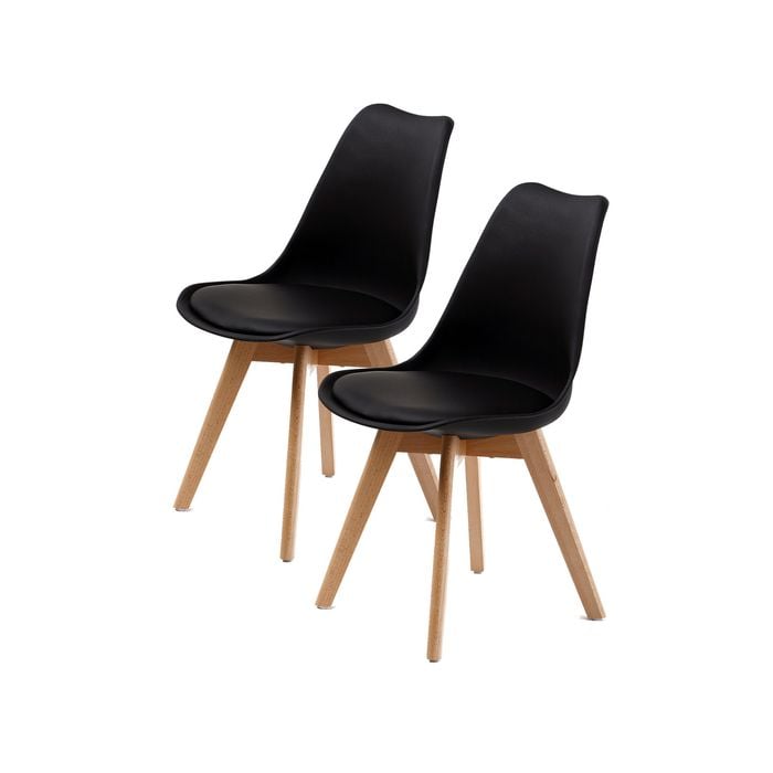 La Bella 2 Set Black Retro Dining Cafe Chair Padded Seat