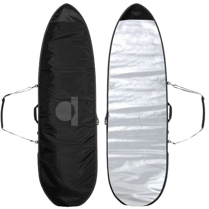Summer vibes Lite Funboard Surfboard Boardbag Cover - Black/Silver UV, 6.6