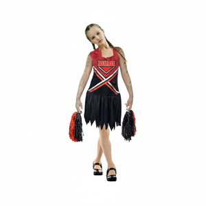 More Than Party Kids Zombie Cheerleader Costume Sleeveless With Pom Poms 6-9y