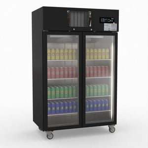 Thermaster Double Door Upright Display Fridge (black)  - Commercial Drink Fridges (sucg1000b)