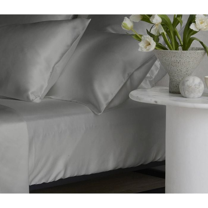 Bedding Co. Fitted Sheet 100% Mulberry Silk 20 Momme Silver Grey Super King