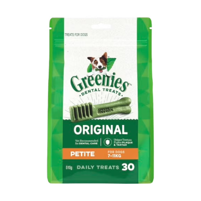 Greenies Original Dental Dog Treat Petite 7-11kg - 510g (30 Treats)