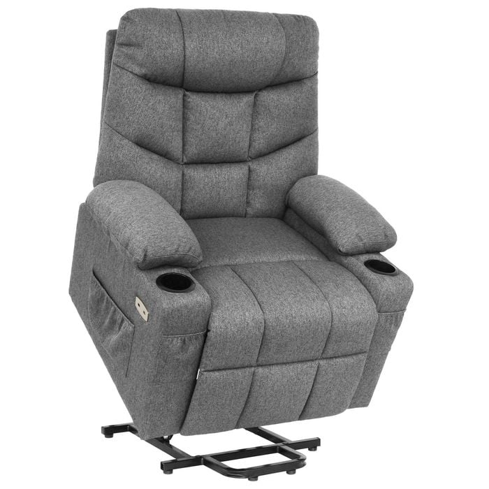 Ufurniture Electric Lift Recliner Chair Heated Vibration Massage Grey