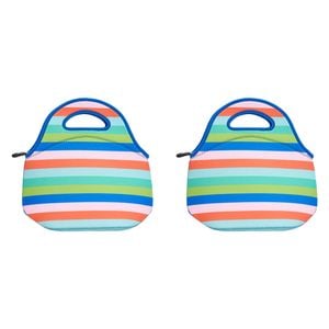 2PK Annabel Trends 30cm Neoprene Lunch Bag - Bright Stripes
