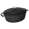 Vogue Oval Casserole Dish Black 6l Cast Iron Cooking Pot Commercial Kitchenware
