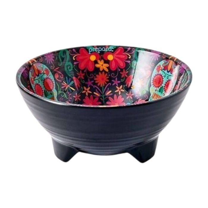 Prepara Melamine Tortilla Taco Party Serving Bowl Day of the Dead Ed 6in Black