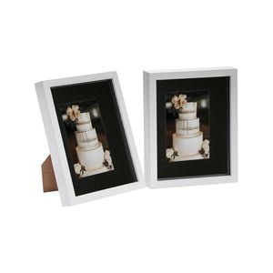 Nicola Spring 8" X 10" White 3d Box Photo Frames - 4" X 6" Mount Black - Pack Of 2