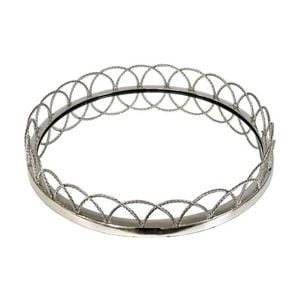 SS Collective Elegant Dinnerware Round Glass Tray With Looped Edge Trim 35cm
