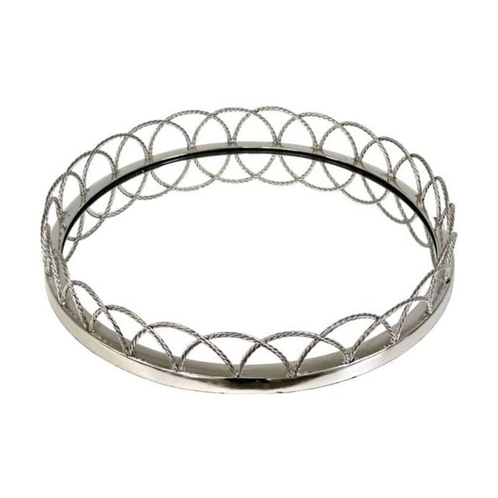 SS Collective Elegant Dinnerware Round Glass Tray With Looped Edge Trim 35cm