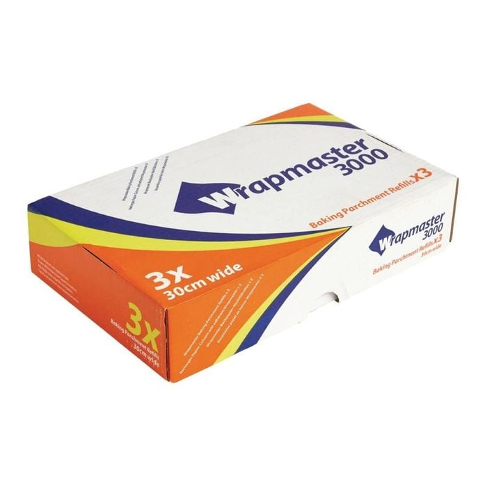 Wrapmaster Baking Parchment Refill 3 Pack 300mm X 50m Professional Kitchen Catering Food Prep