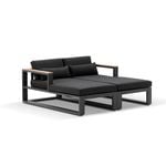 Balmoral Outdoor Aluminium and Teak Timber Daybed Lounge Charcoal - Denim Grey