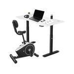 Lifespan Fitness Cyclestation 3 Exercise Bike with ErgoDesk Automatic Standing Desk 150cm in White/Black