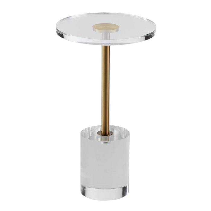 Vevor 30.2x30.2cm Acrylic End Table Clear With A Solid Base Round 54.4cm High Snack Used In Living Room