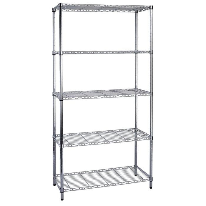 Pinnacle 1800 x 911 x 450mm Chrome 5 Shelf Wire Storage Unit