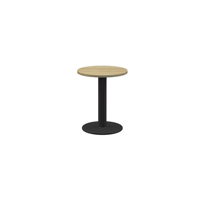 Olg Disc Meeting Table Black Frame New Oak Smooth Top 600mm Diameter