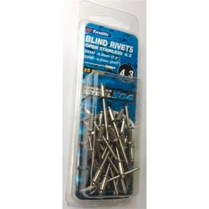 Zenith Blind Rivet Open 1/8" Dia x 3/16" Grip  25pk 304SS