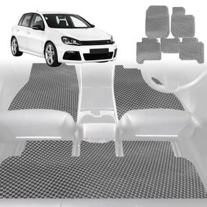6D Diamond Car Floor Mats for VolksWagen Golf 2013-2021-Full Set-Grey-Outback GT