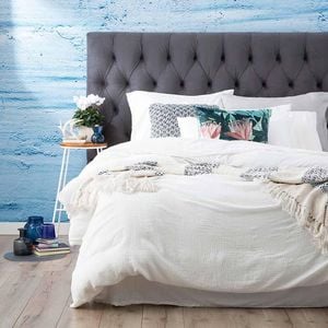 Renee Taylor Solana Washed Cotton Textured White Quilt Cover Set