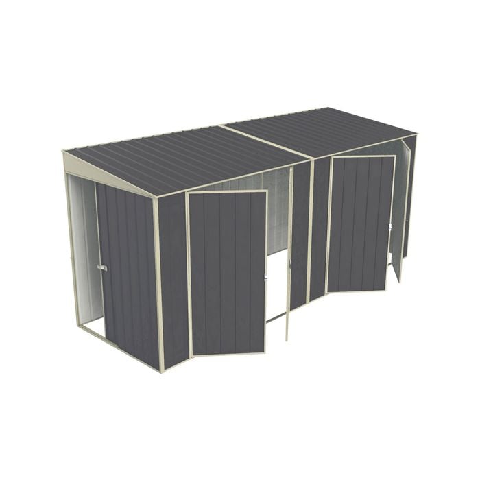 Build-a-Shed 1.5 x 4.5 x 2.0m Skillion Double Plus Double Hinged Side Doors Shed - Grey