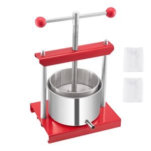 Vevor 0.8 Gal Fruit Wine Press Red 2 Stainless Steel Barrels Cider Apple Honey Making